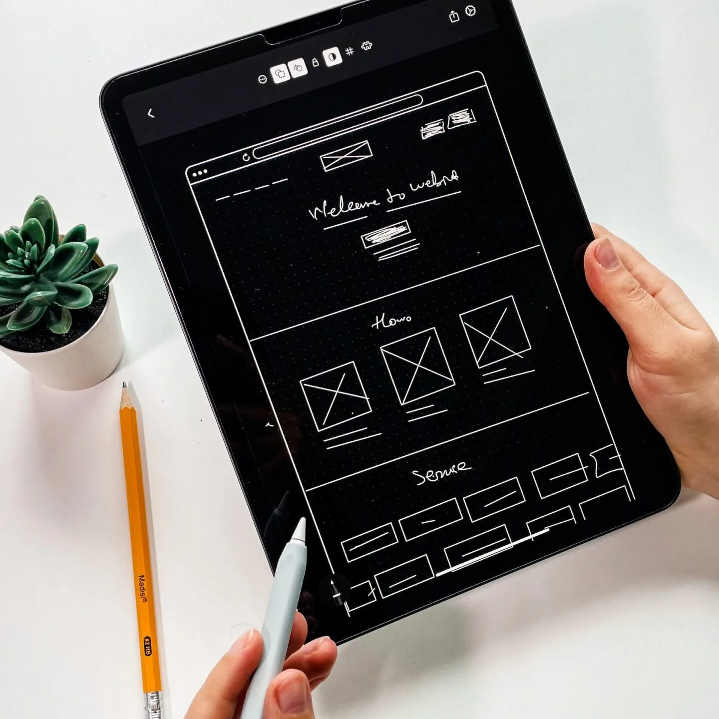 User experience in drawn website mockup User experience in drawn website mockup